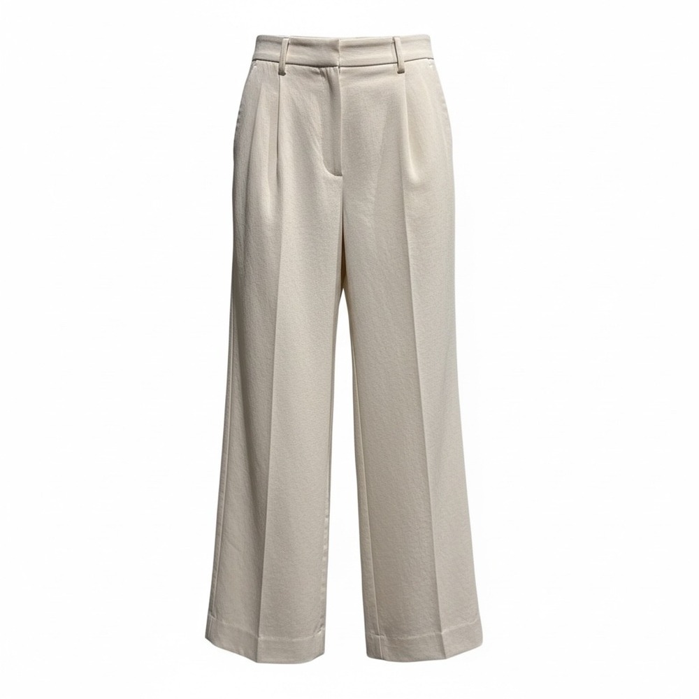 Artizia Wifred lEffortless Cream Wide Leg Pleated Pants Size 8 EUC crepette